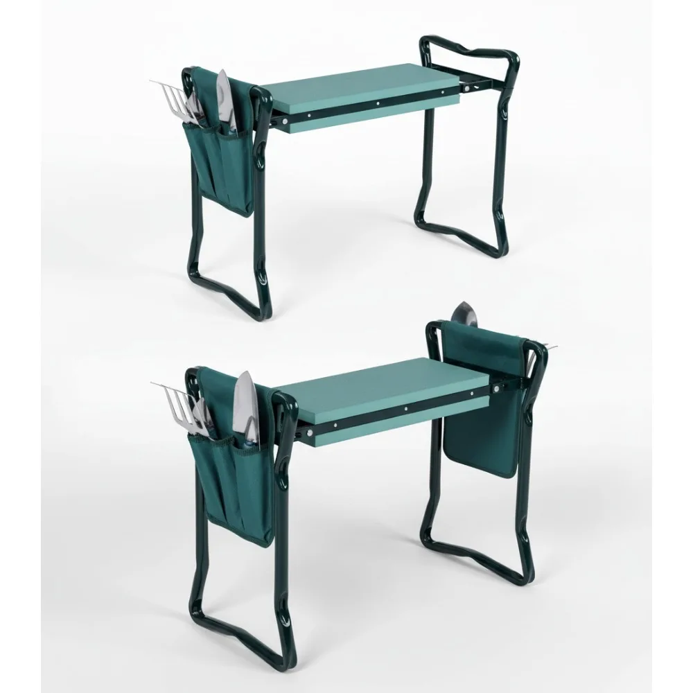 

2-in-1 Folding Garden Kneeler Seat with EVA Foam Pad & Tool Pouch, Heavy Duty Steel Frame for Men Women