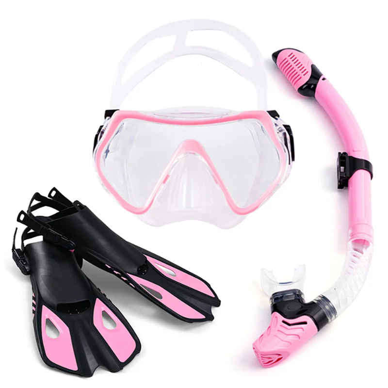 1+1+1 Professional Scuba Diving Mask Equipment Diving Glasses HD Anti Fog Scuba Mask Underwater Snorkeling Snorkel Flippers