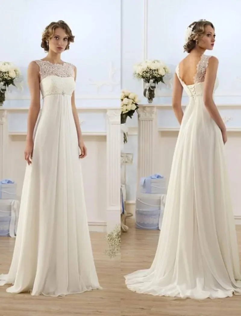 Elegant Lace Wedding Dress for Women Simple Chiffon Empire Waist Bridal Gown Lace-up New Formal Elegant Vestido De Noiva