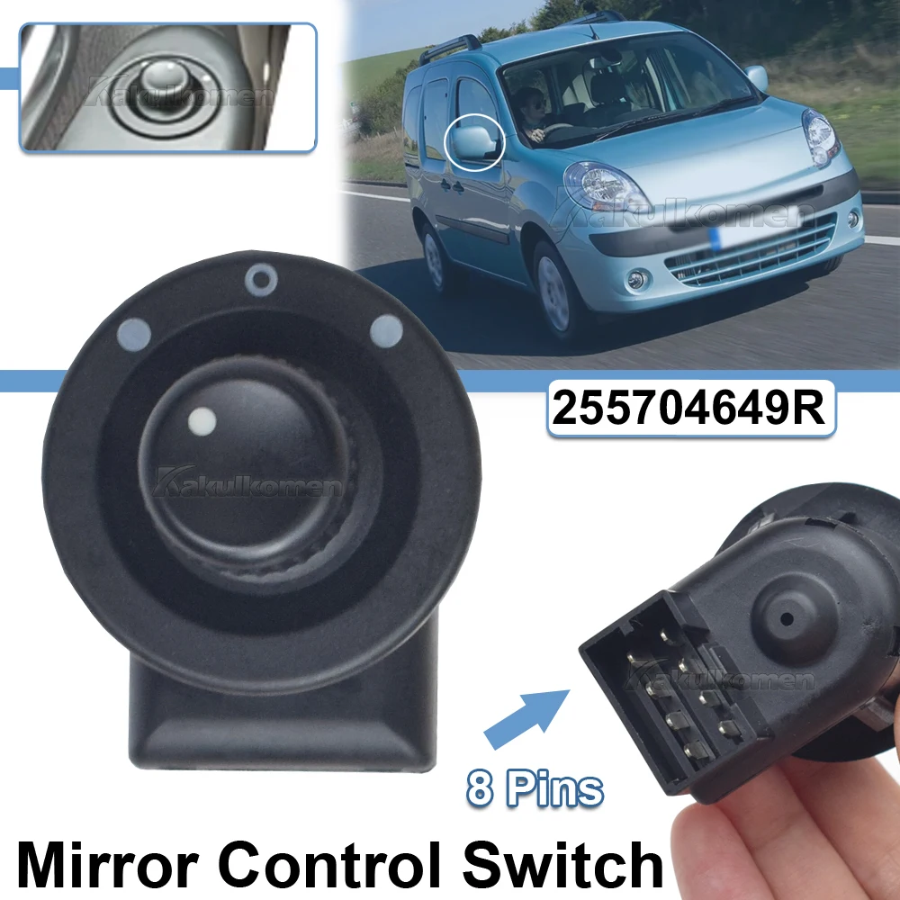 Interruptor de espejo de puerta lateral eléctrico 255704649R ABS de repuesto para Kangoo Master Twingo Megane Trafic 8200002442A