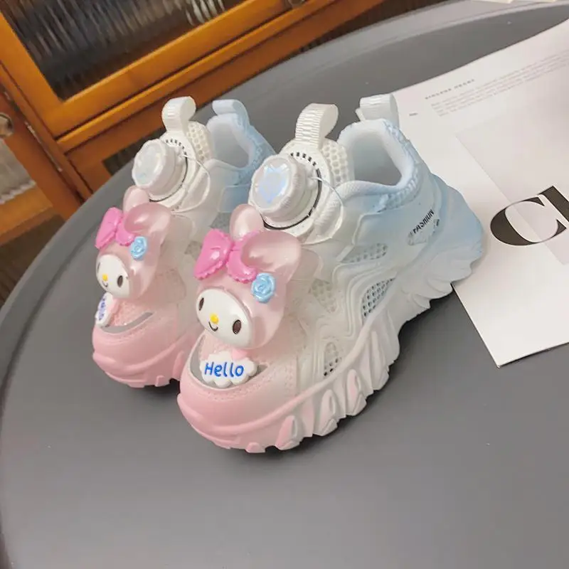 Anime sanhos My Melody Cinnamoroll Kids Mesh Sneakers Kawaii Luminous Daddy Shoes Girls Outdoor Running Shoes sandali da spiaggia nuovo