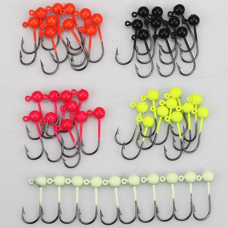 50pcs/lot Micro Jig Head Fishing Hook 0.45/1g Fishing Hook Mini Crank Jig Fishhook Soft Lure Fishing Tackle Acesssories Tools