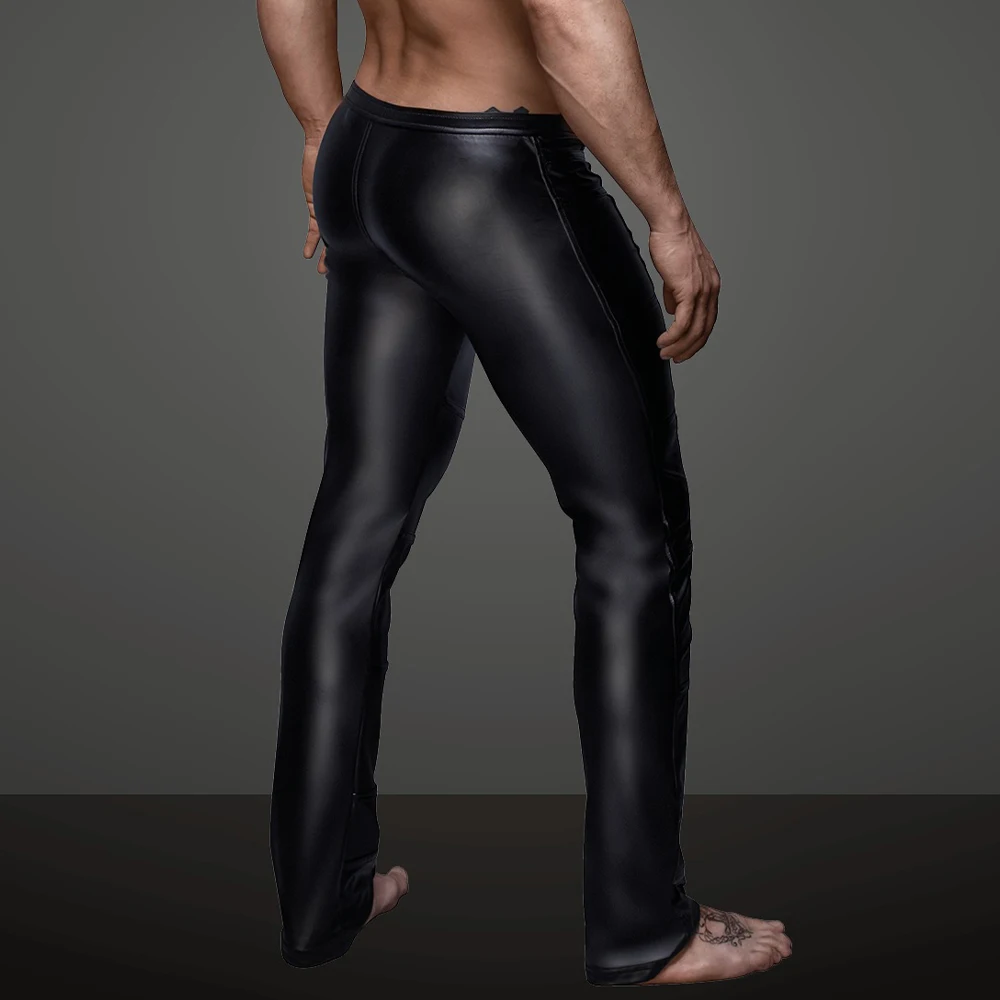 Trousers Mens Pants Party Outside Home Outdoor Tight Clubwear Long Pouch Wet Look Zip Black Leggings PU Leather