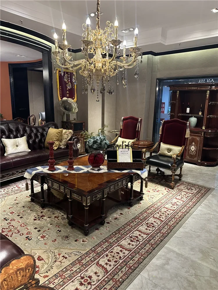 yj5Sofa مجموعة أثاث جلدية لغرفة المعيشة الكلاسيكية الأوروبية