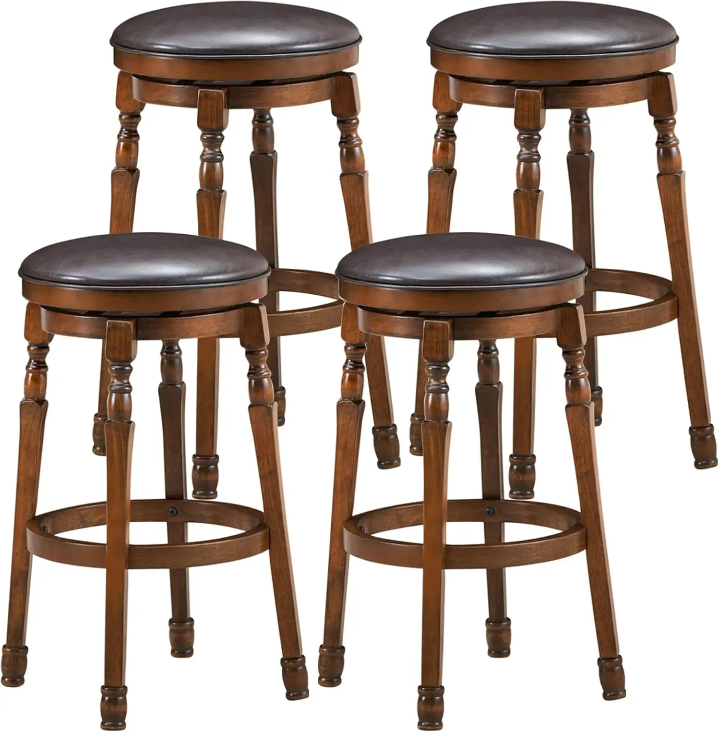 Ergomaster Bar Stools Set Of 4 Swivel Barstools 29 Inch Counter Height Bar Stools Backless Sturdy Solid Wood Chairs With Soft