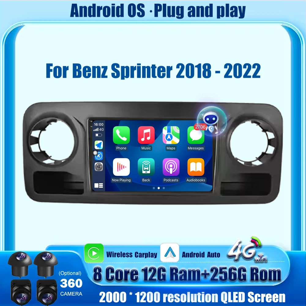 

Wireless Carplay For Benz Sprinter 2018 - 2022 Android Auto Car Radio Multimedia Video Player GPS Navigation Tools DSP 4G WIFI