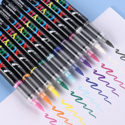 Imagen 2 del producto Juego de rotuladores acrílicos de 80/60/48/36/24/12 colores, bricolaje dibujado a mano, pinceles acrílicos, bolígrafo de dibujo de pintura Graffiti para estudiantes, papelería