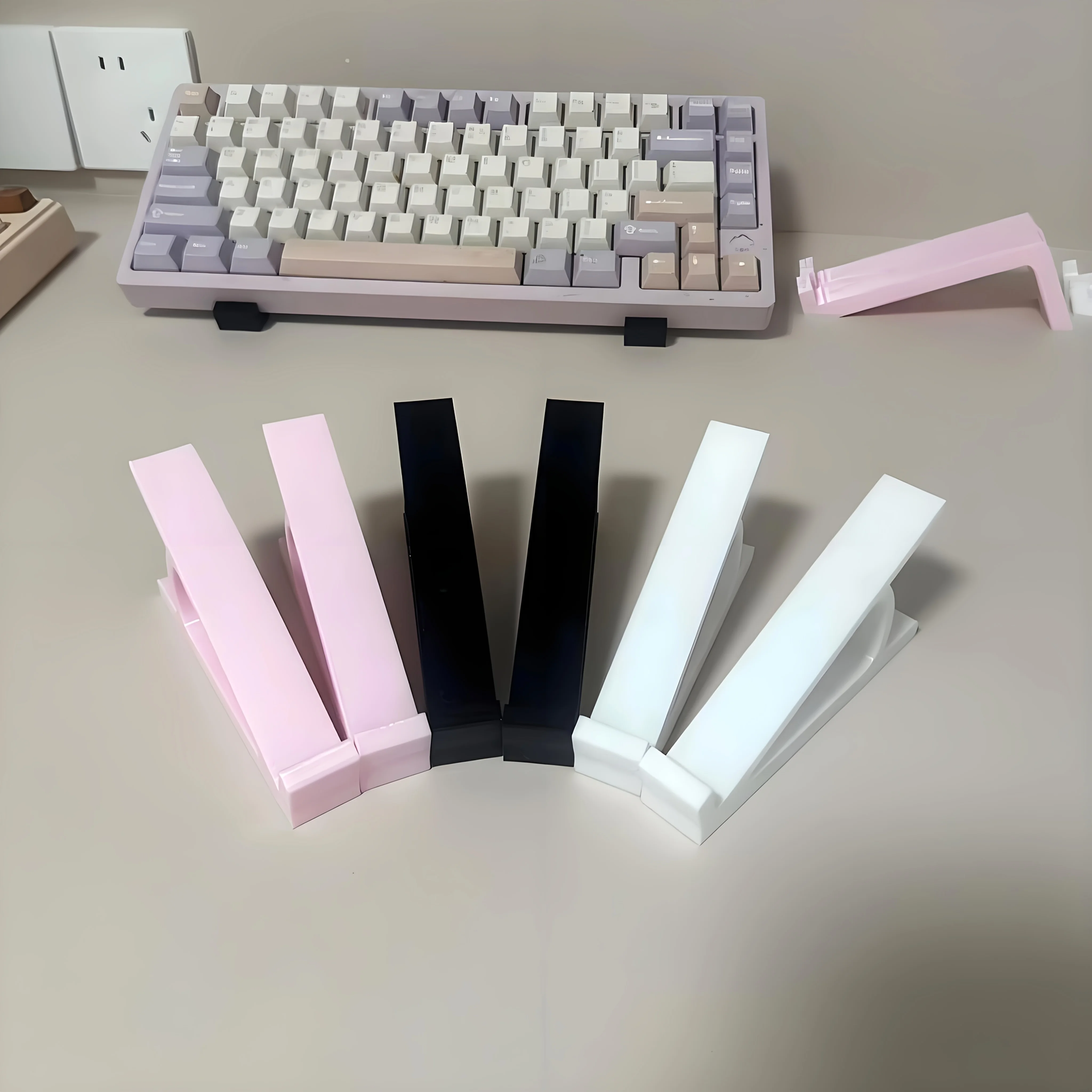 2/4pcs Desktop Keyboard Riser Anti-Slip Ergonomic Universal Stand Space-Saving Tabletop Organizer for Tablets Mechanical Office
