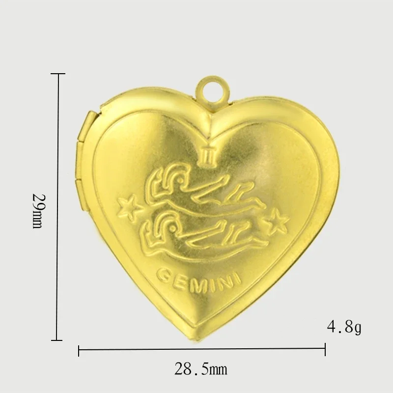 BoYuTe (50 Pieces/Lot) 28.5mm Heart Shaped The Zodiac Lockets Brass Photo Locket Pendants Can Open Diy Jewelry Accessories