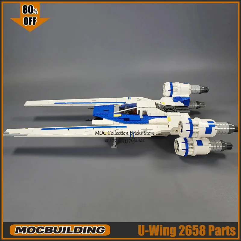 Escena de película MOC, bloques de construcción U, modelo Wing Starfighter, tecnología de ladrillos, colección de ensamblaje DIY, juguetes de nave espacial, regalos de navidad