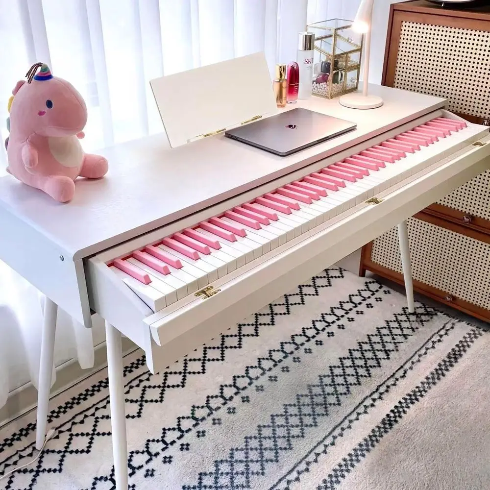 88-Key High-End Electric Grand Piano Desk Model for All Skill Levels in Pink (No Bench)