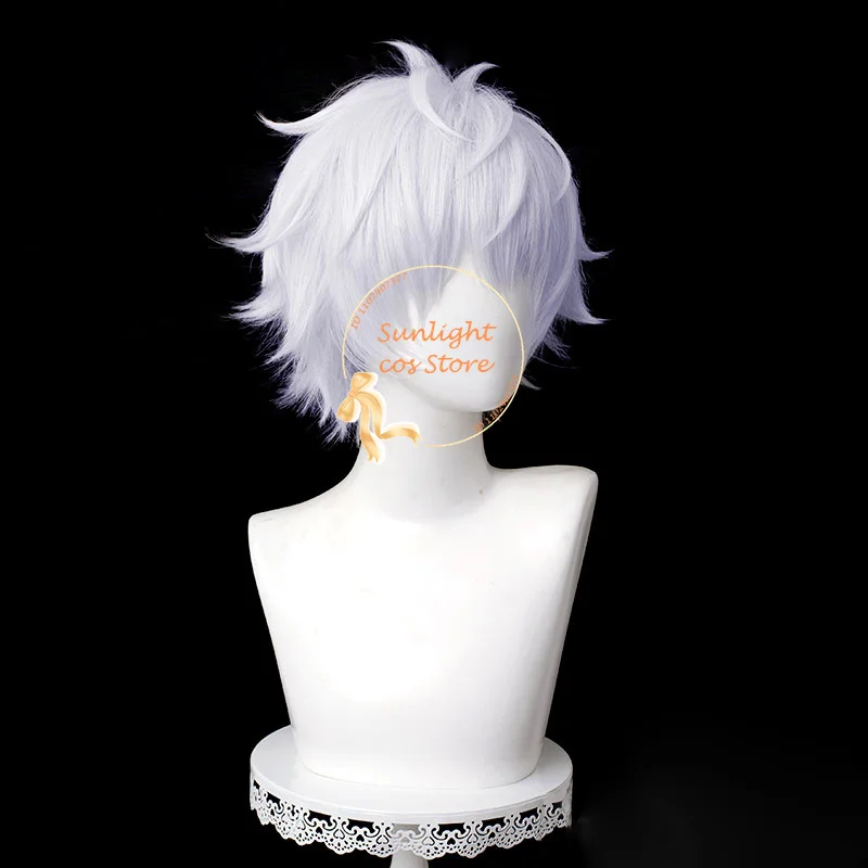 Anime Gojo Satoru Cosplay Wig 30cm Short Silver Purple/Silver White Satoru Gojo Wigs Heat Resistant Synthetic Hair + Wig Cap image 3