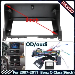 Car Radio Fascia Frame For 2007-2011 Benz C-Class 9INCH Stereo Panel Wire Harness Power Cable Adapter