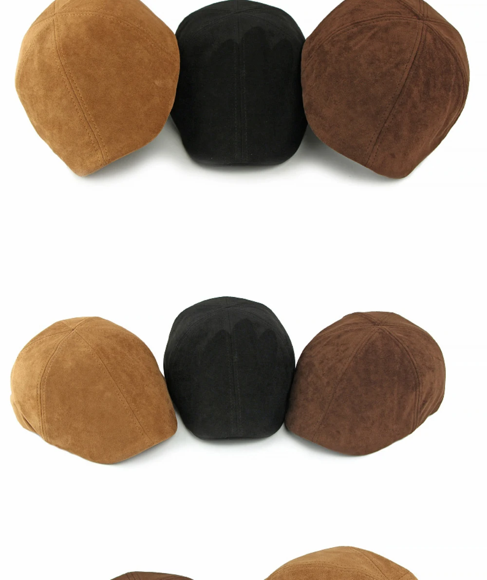 HT5028 Berets für Männer Frauen Künstler Maler Achteckige Baskenmütze Hut Einstellbare Ivy Flache Kappe Männlich Weiblich Herbst Winter Wildleder Baskenmütze Kappe – Detail 3