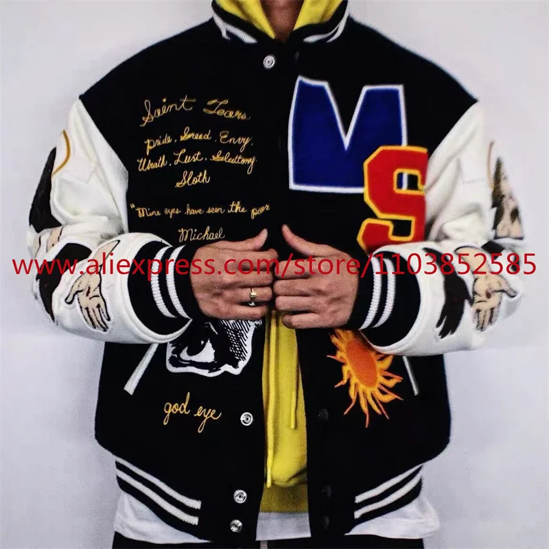 2024 American Vintage Embroidered Baseball Jacket Men\'s Autumn/Winter Heavy Weight High Quality Top Trendy Clothing High Street