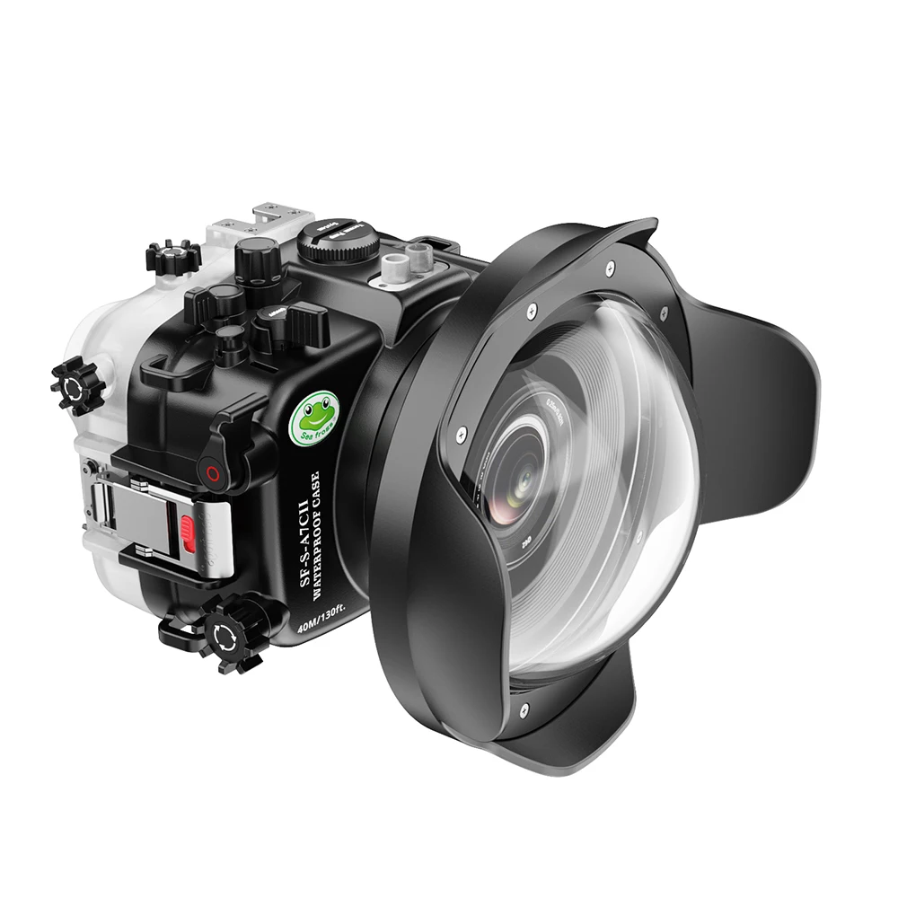 Seafrogs 40meter  Underwater Camera Housing With 6“/8‘’  Glass Dome Port For Sony A7CII FE 24-70mm 16-35mm 18-105mm lens