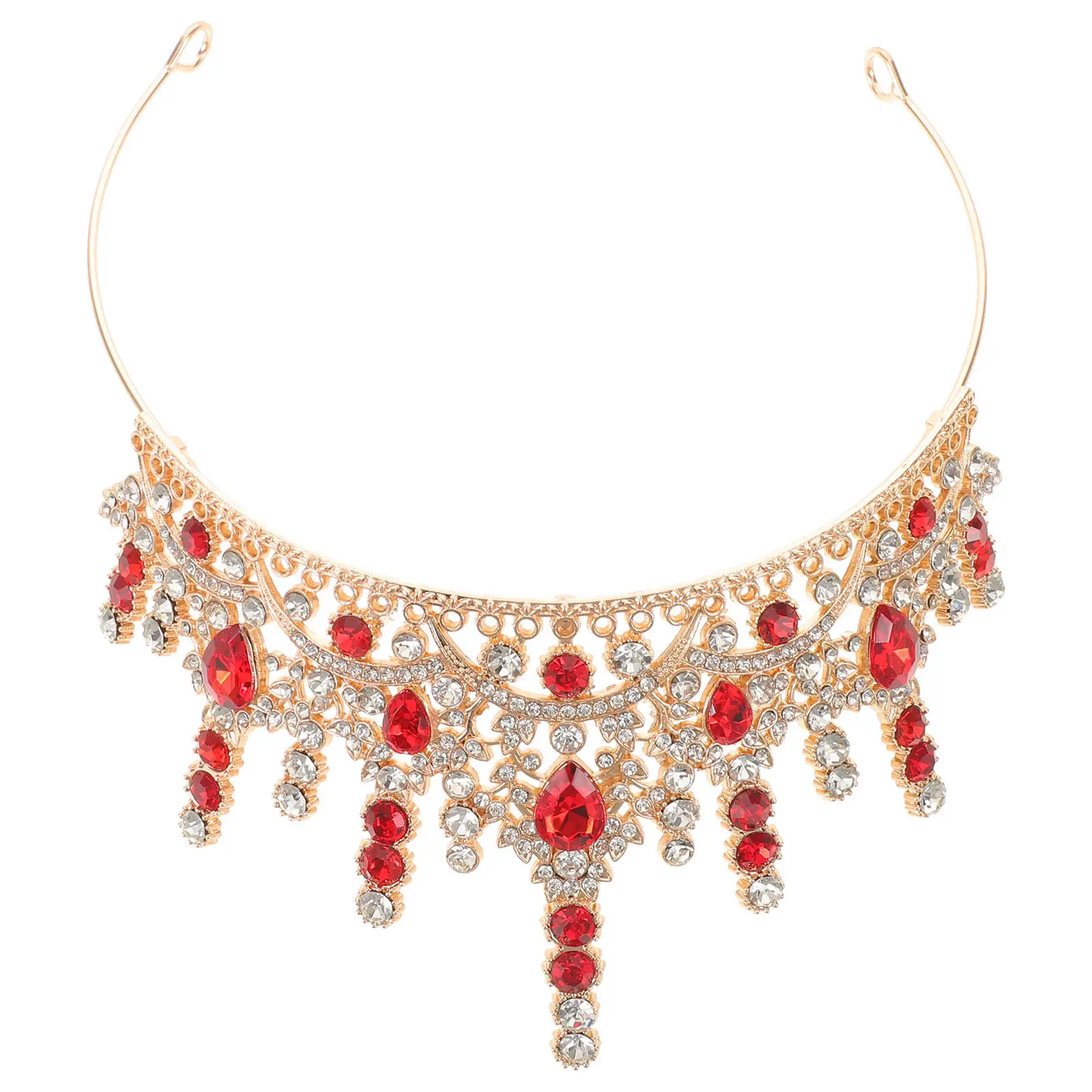 

Свадебная тиара со стразами, красные кристаллы, роскошная корона королевы, повязка на голову для вечеринки, головной убор невесты, украшение для волос принцессы со стразами