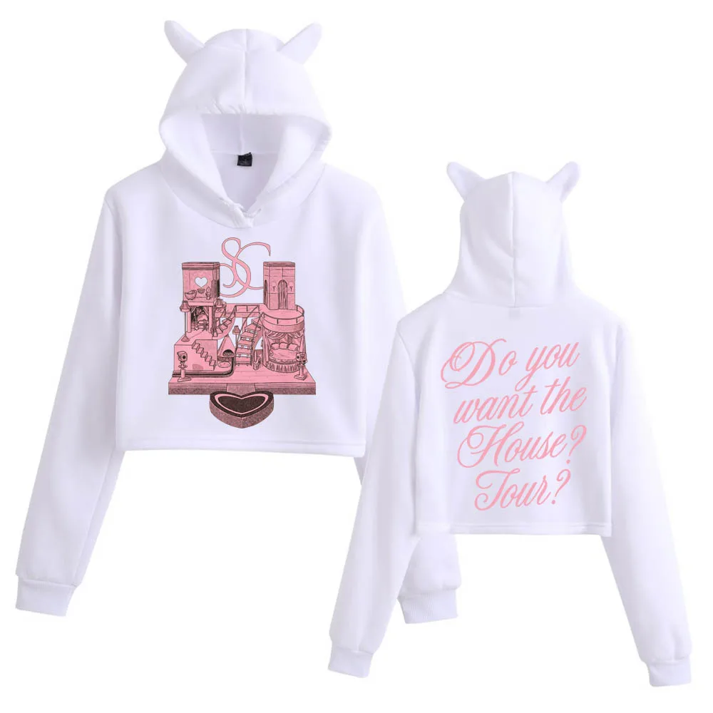 سابرينا كاربنتر هاوس جولة 2025 المحاصيل القمم آذان القط البلوز طويلة الأكمام الفتيات الأزياء هوديي #3