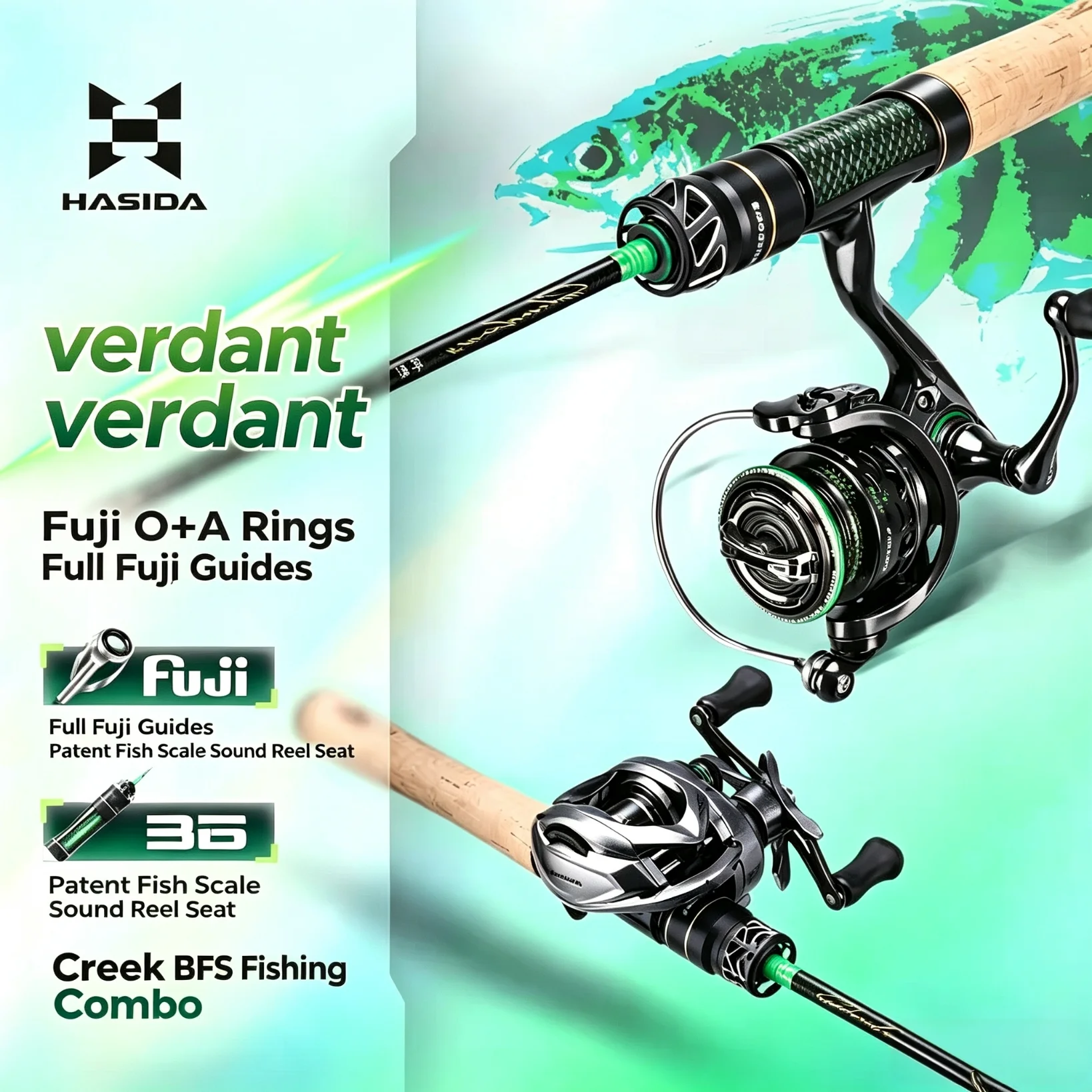 

Histar Verdant BFS UL Fishing Rod Combo High Carbon FUJI Guide Stream Trout Small Bait Lightweight Spinning Casting Rod & Reel