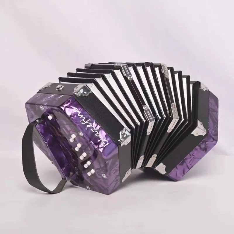 Hexagonal Accordion Anglo English Style 20 Keys Fantasy Purple Push-Pull Distinctive Sound