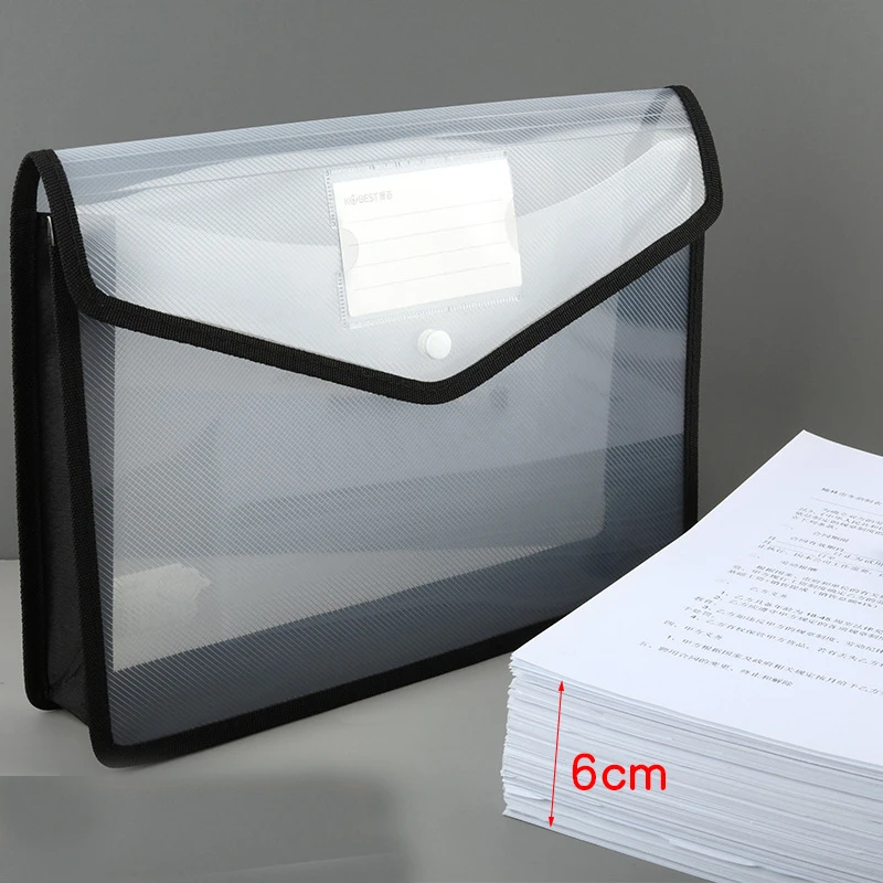 Bolsa transparente para documentos A4/A3, portafolio de información Horizontal tridimensional de gran capacidad para pruebas de estudiantes