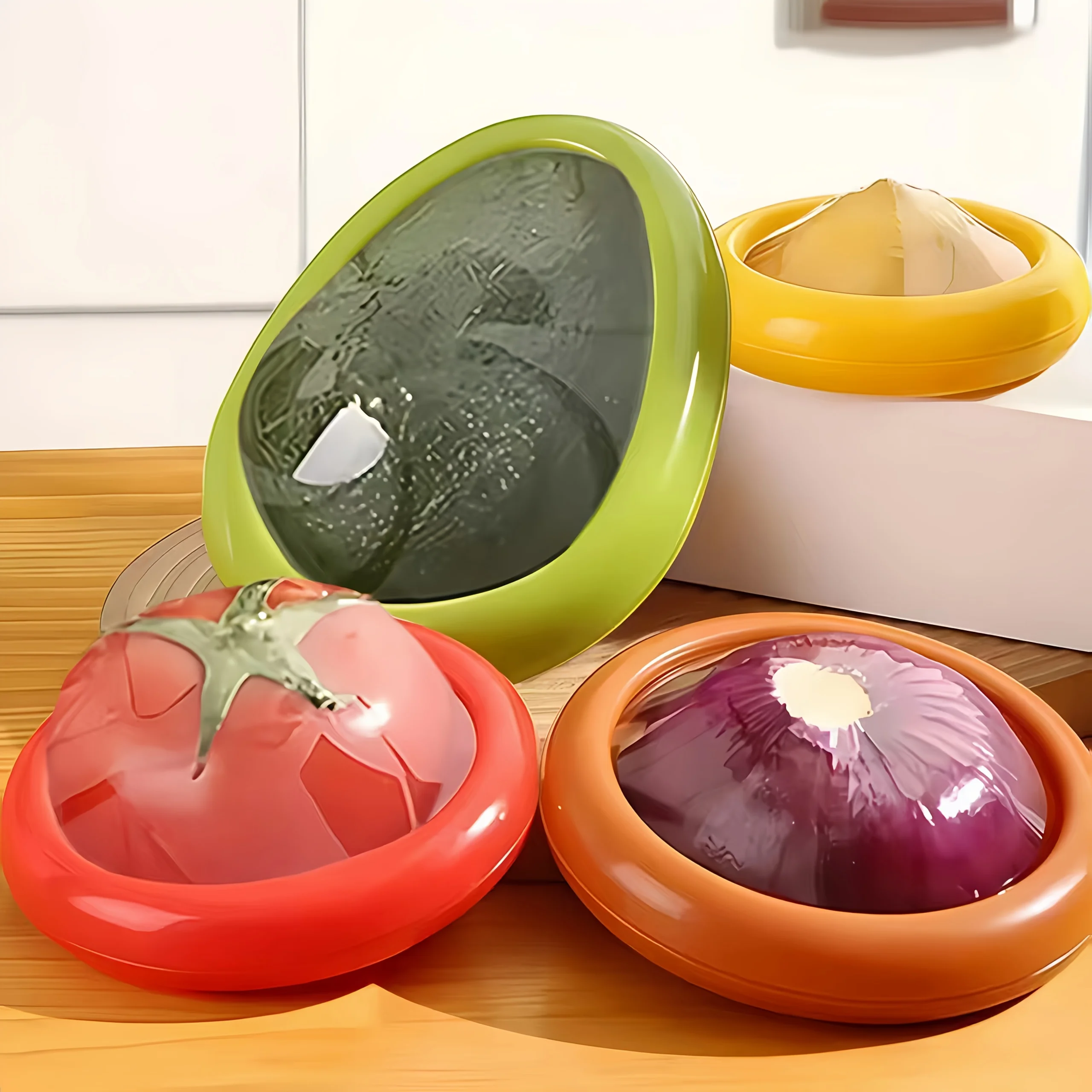 4 pcs reusable fruit and vegetable storage containers to keep fruits and vegetables fresh in the refrigerator for longer