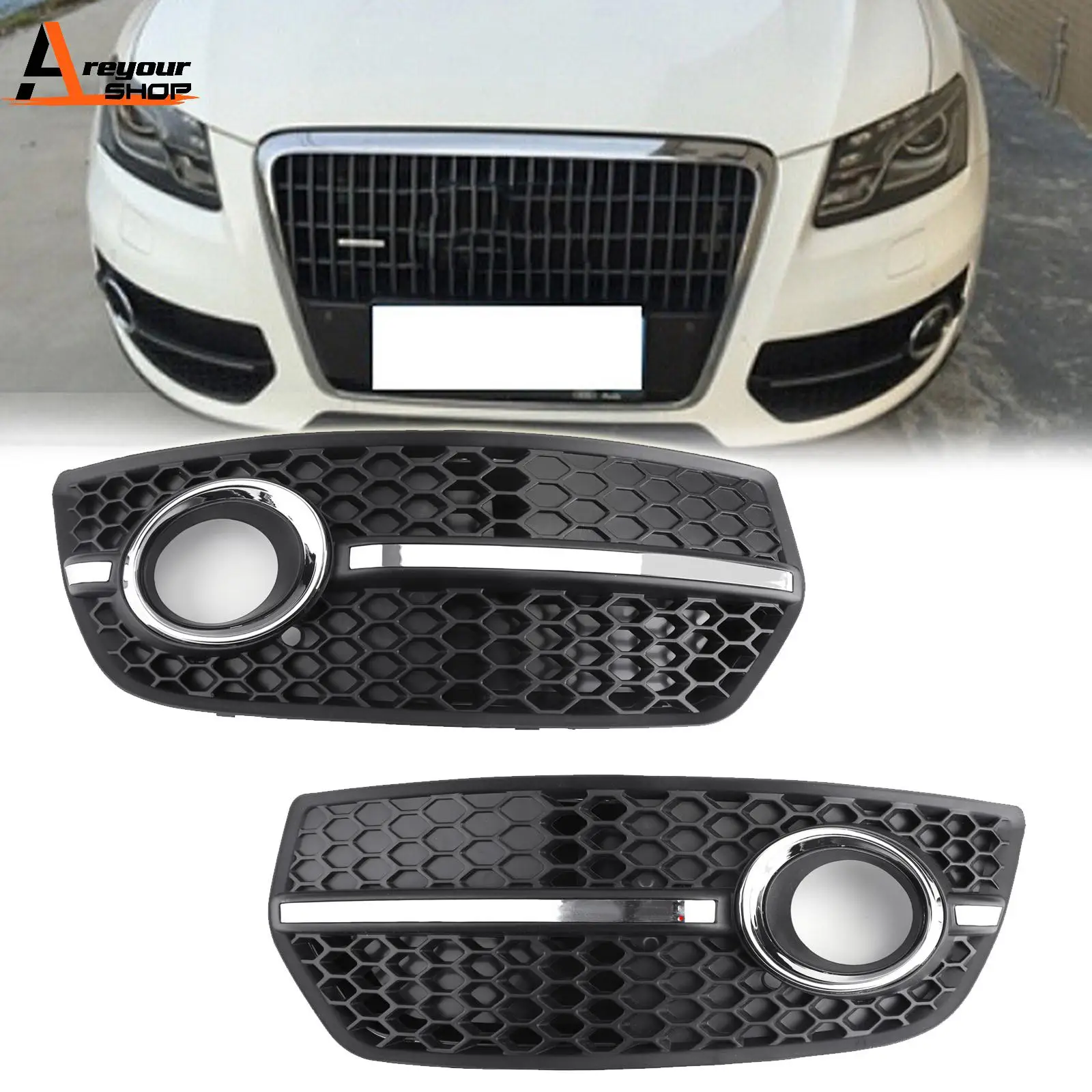 Areyourshop Car Front Bumper Fog Lamp Air Guide Grille Trim Cover for Audi Q5 2009 2010 2011 High Quality Auto Car Styling Cover