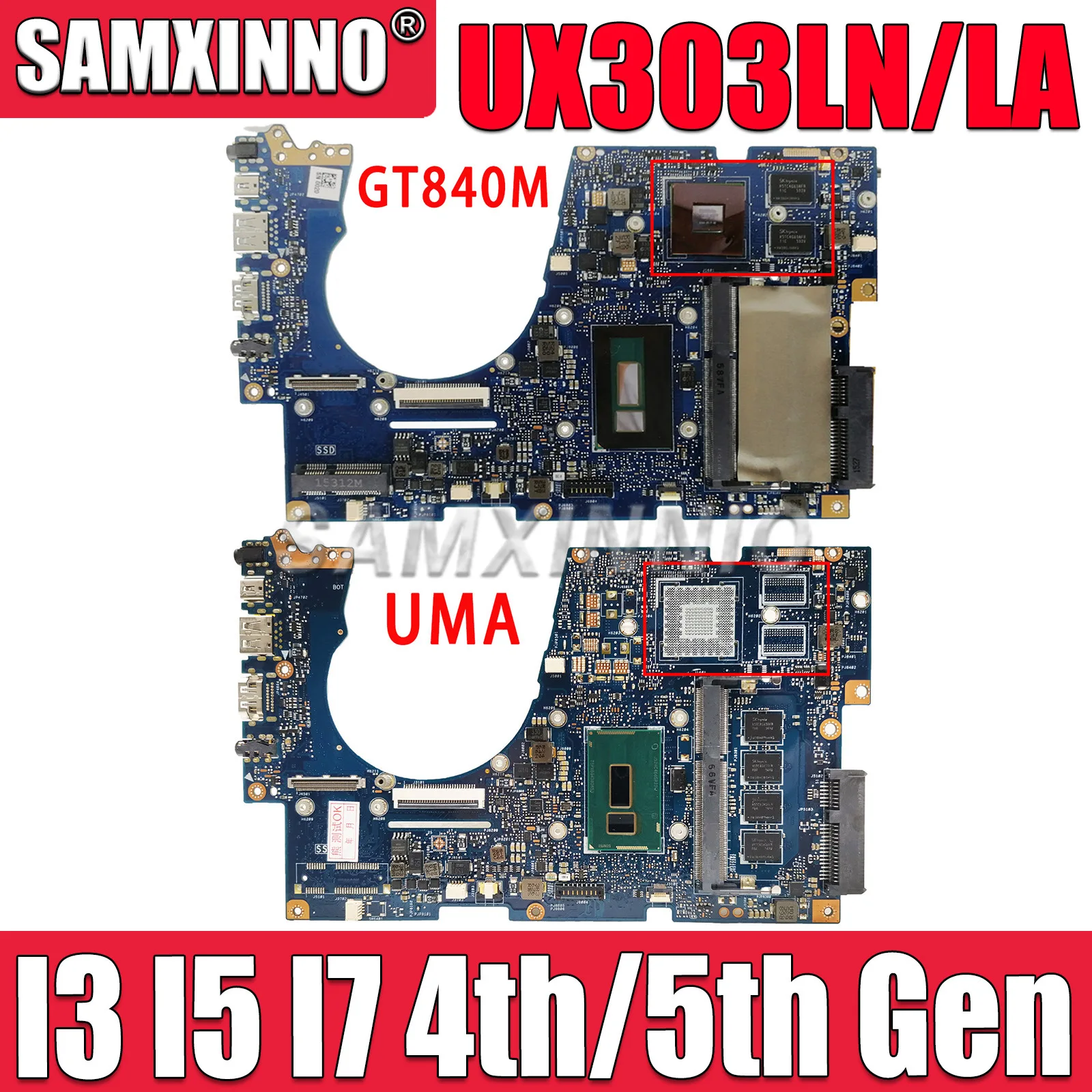 SAMXINNO UX303LN Laptop Motherboard For ASUS UX303LNB UX303LB UX303LA U3000 UX303L Mainboard I3 I5 I7 4th/5th Gen CPU 4G RAM