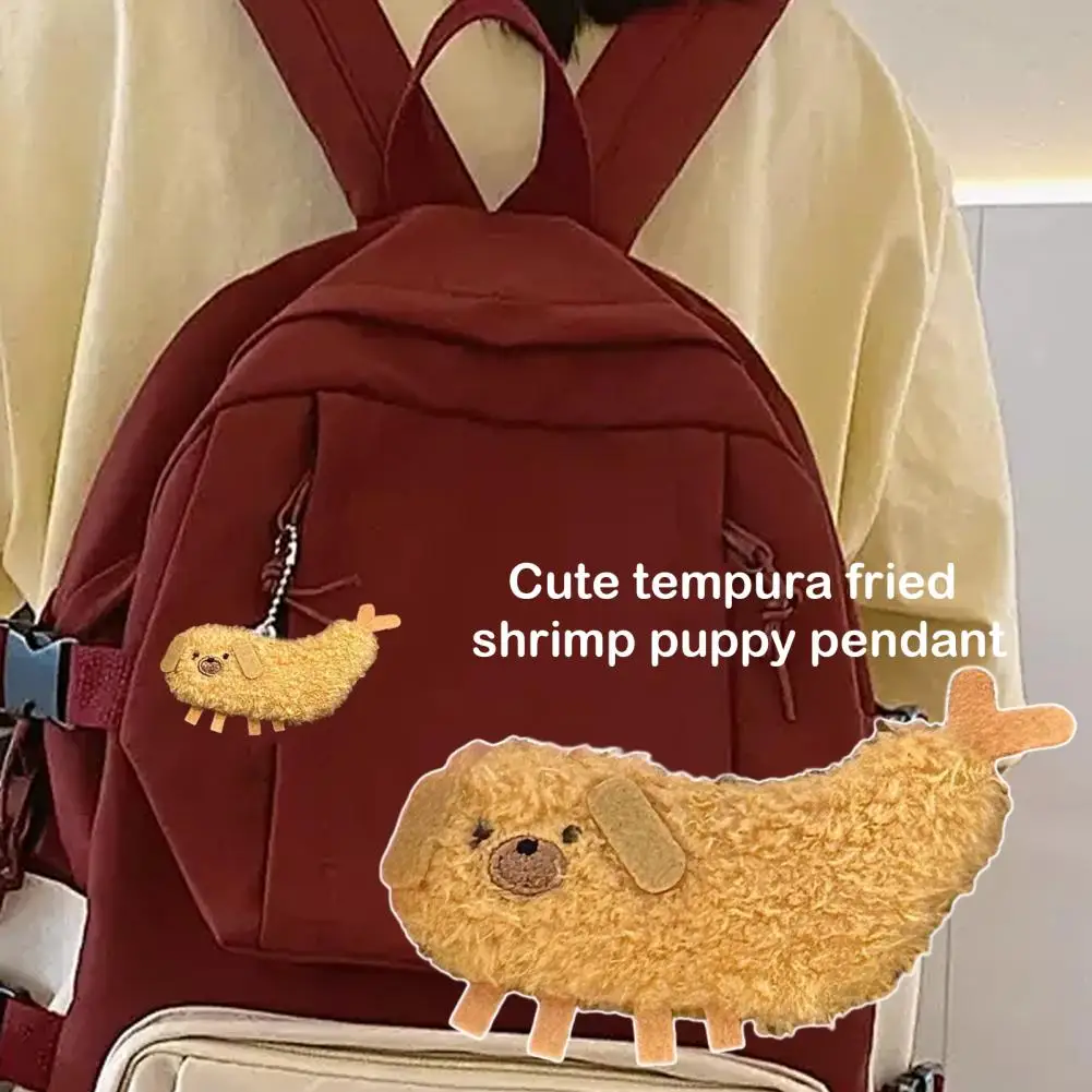 Dog Plush Pendant Tempura Shrimp Puppy Doll Cute Cartoon Dog Plush Keychain Funny Shrimp Puppy Backpack Decoration Soft for Kids