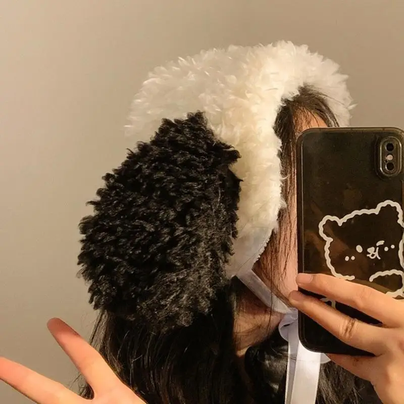 652F أغطية أذن مخملية مقاومة للرياح لتدفئة الأذن للطلاب، أغطية أذن عصرية للمغامرات الشتوية