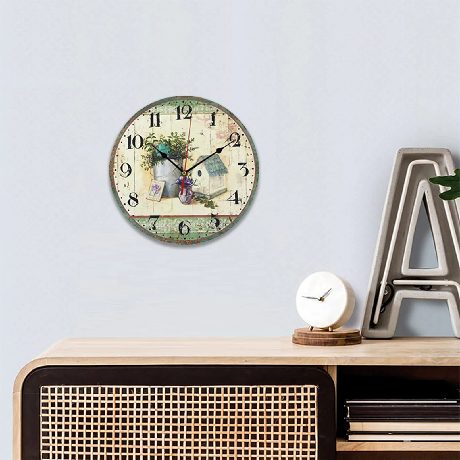 Wall Clock Creative Modern Home Decor for Family Living Room 30cm Wooden Round Silent Quartz Clock Office Wall Art Ornament