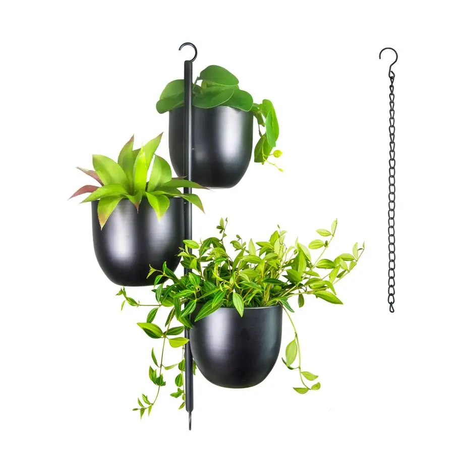 

Tier Hanging Planters for Indoor amp Outdoor, Stackable Black Metal Plant Hanger with 6 Inch Flower Pots, Oval Wall amp Ceiling