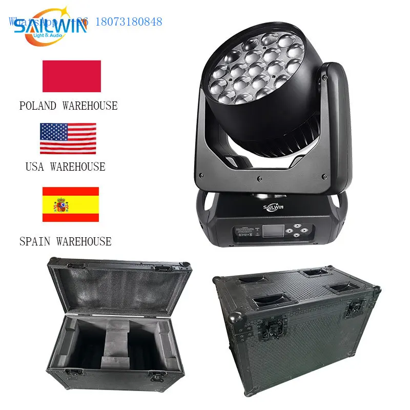 

SAILWIN светодиодный сценический светильник 19*15 Вт DMX 19x15 Вт RGBW 4 в 1 зум светодиодный прожектор с подвижной головкой для DJ-бара, диско-клуба, концерта