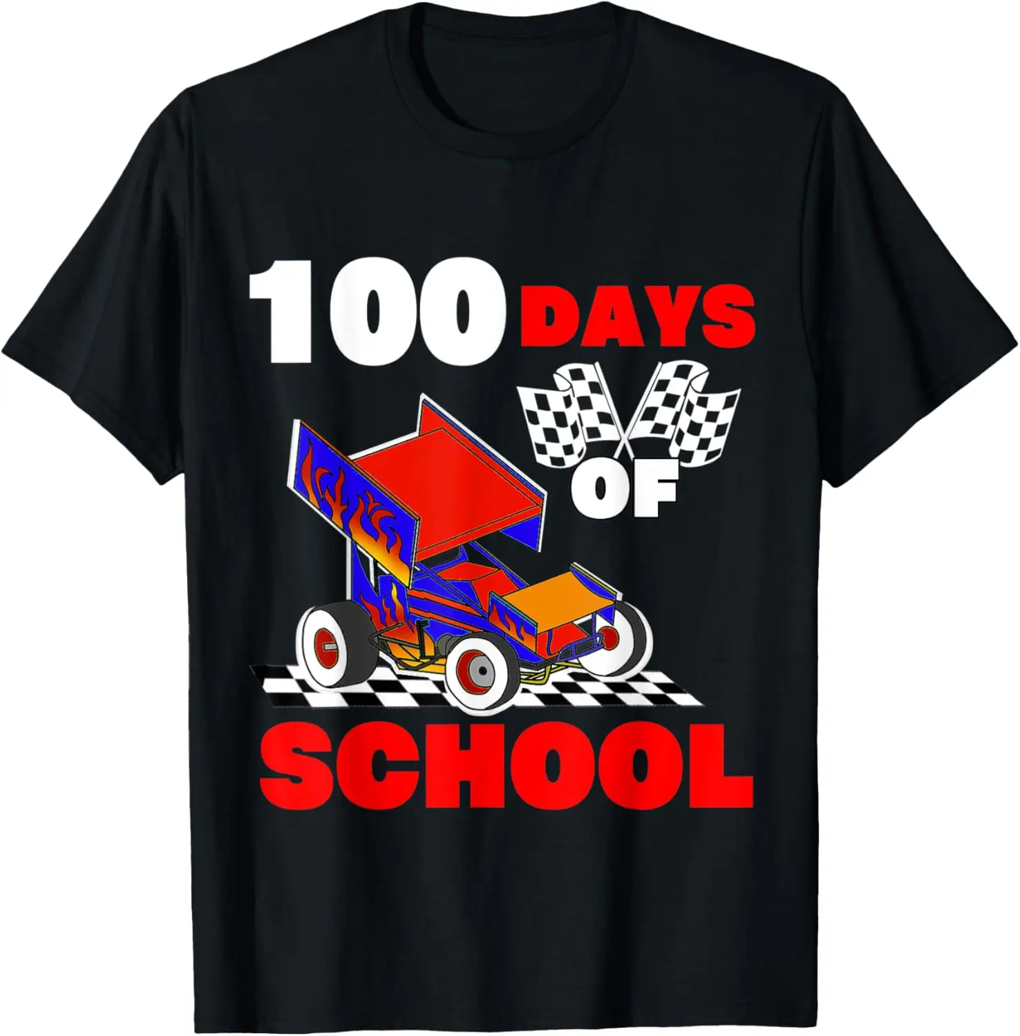 100 Days of School Sprint Car Racing Dirt Track Student Boys T-Shirt