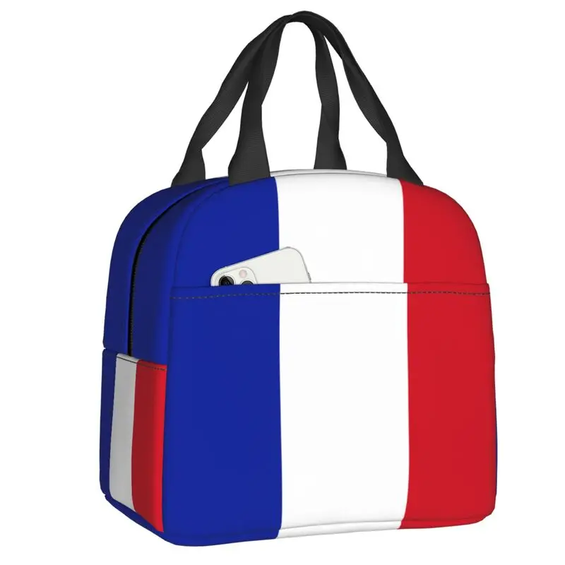 Flag Of France Insulated Lunch Bags for Work School French Proud Portable Cooler Thermal Lunch Box Women Children