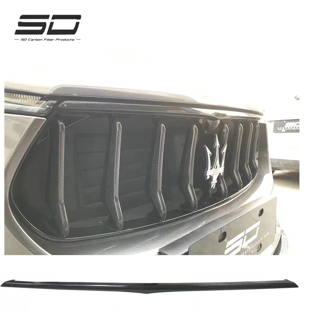 M Design Dry Carbon Fiber Front Center Grille Decoration Cover Frame for Maserati Levante  9 pieces/set