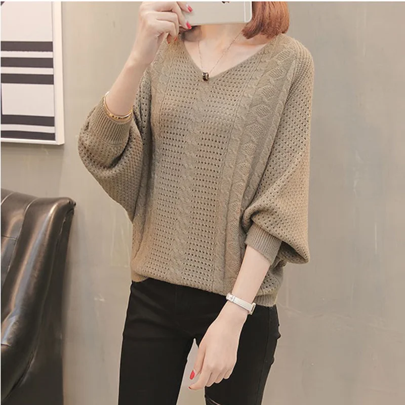 Women's Hollow Pullover Sweater, Bat Shirt, Solid Color, Round Neck, Knitt Loose Sweater, Female Tops, Spring, Summer, New, 2023