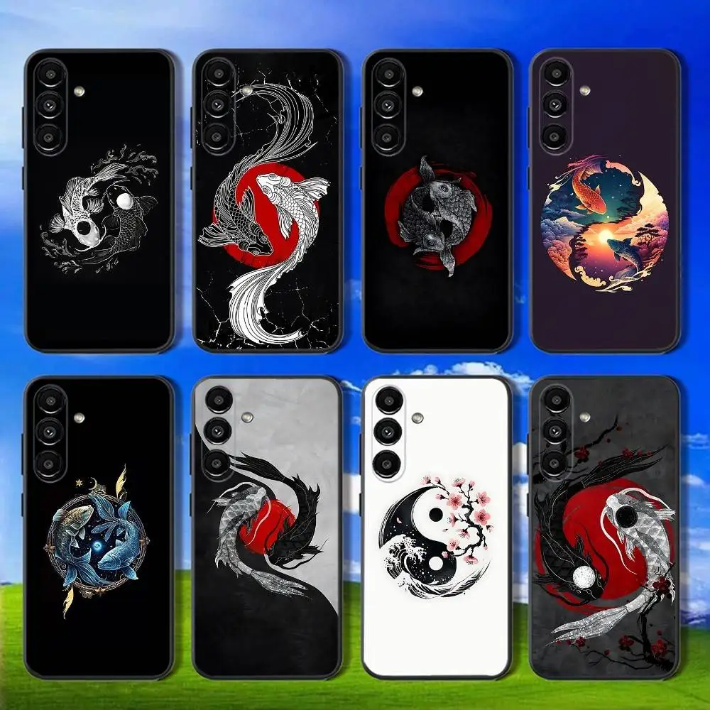 

Koi Carp Fish Yin Yang Art Phone Case For Samsung Galaxy A13,A21s,A22,A31,A32,A52,A53,A71,A80,Soft Black Shell