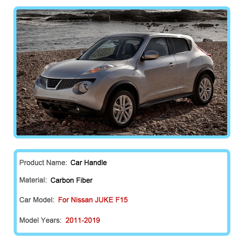 4pcs Carbon Fiber Door Handle for Nissan JUKE F15 Infiniti ESQ 2011 2012 2013 2014 2015 2016 2017 2018 2019 Set Car Accessories view 2