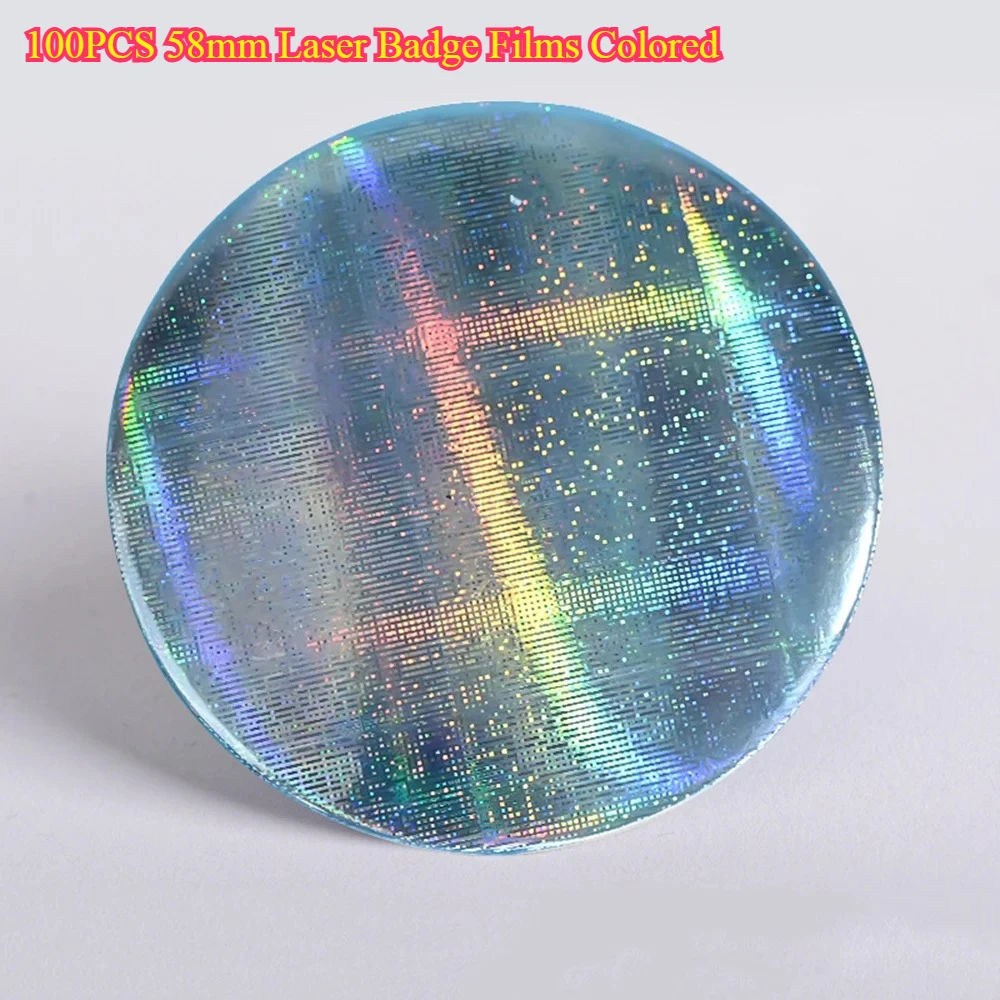 100 Uds. Películas de insignia láser de 58mm de colores-películas de botones DIY cubierta transparente de nieve de estrella de Margarita