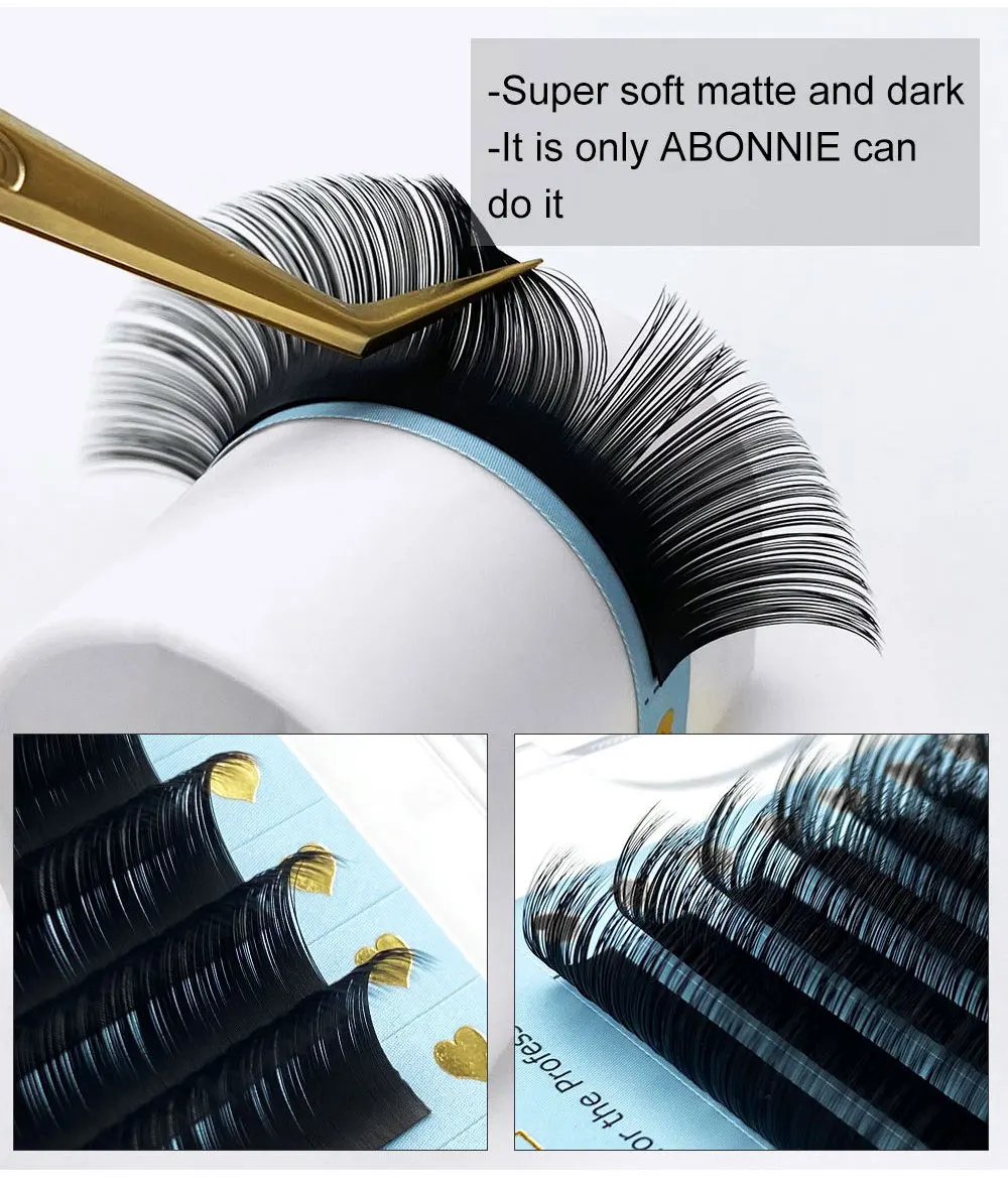 Abonnie LJ Curl Cashmere Classic Wimpernverlängerungen LB Curl Flauschige Wimpern Matt Schwarz – Detail 3