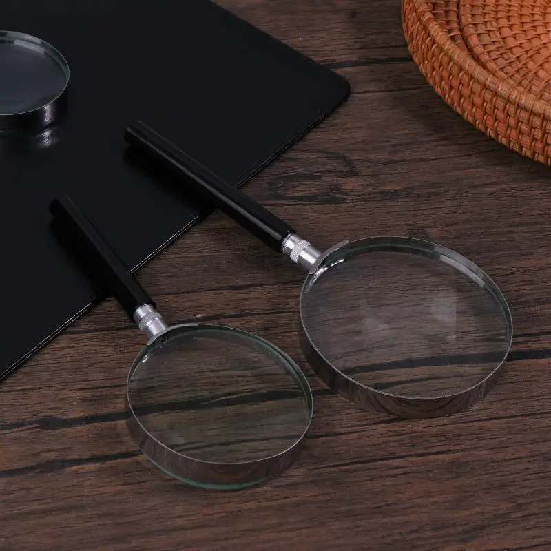 50/60/75/90mm 3X White Metal Border Magnifying Glass For Jewelry Reading Coins Stamps 3X Professional Magnifying Glass