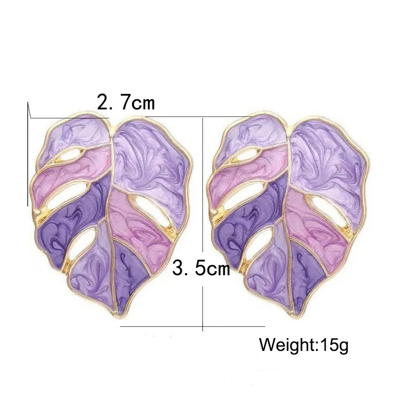 Anting-anting kancing daun Enamel geometris pernyataan untuk wanita warna emas liburan musim panas anting-anting antik mode perhiasan wanita