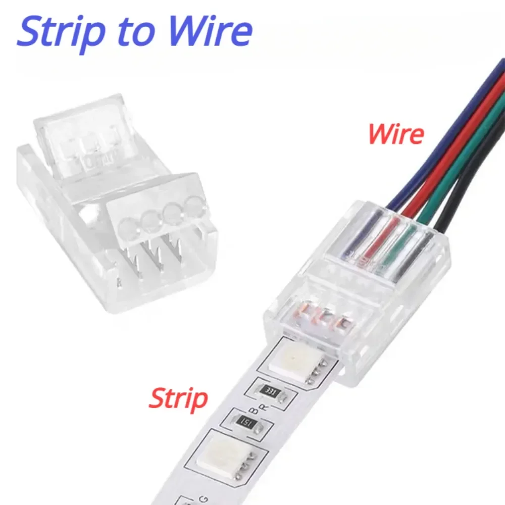 Led Light Strip Connector 2/3/4/5/6pin 8/10/12mm Waterproof Wire Connector For Smd 5050 Single Color Multicolor Rgb Tape