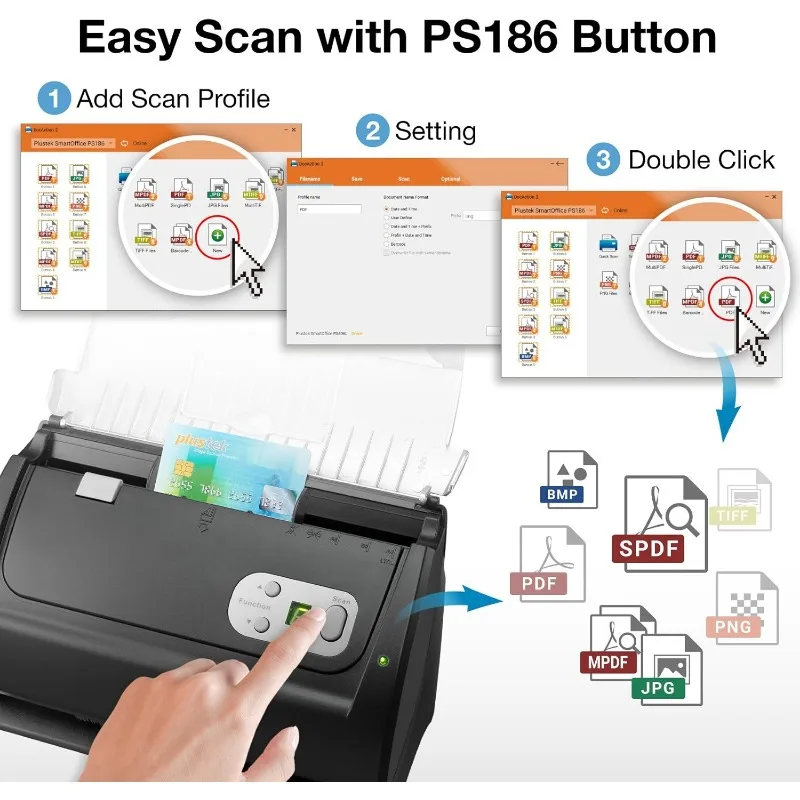 الماسح الضوئي للمستندات المكتبية HOT PS186، مع وحدة تغذية المستندات التلقائية مكونة من 50 صفحة (ADF). لنظام التشغيل Windows 7 / 8 / 10 / 11 (AMD فقط) #3