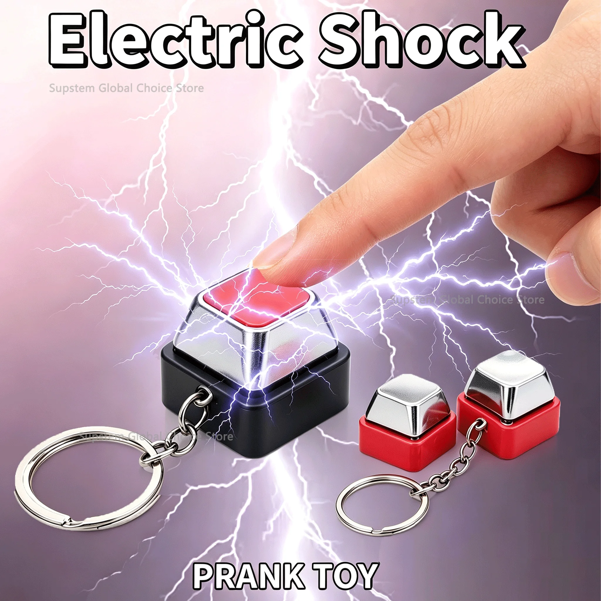 Mini Electric Shock Keyboard Button Prank Keychain Static Shock Gag Joke Toy Fidget Keychain Shocking Handshake Trick Click Toy