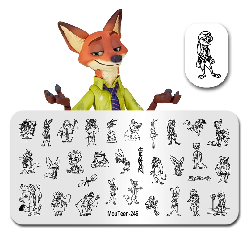 MouTeen-246 Disney Big Size ZooTopia Judy Hopps Nail Stamping Plates Stamp Manicure Set For Nail Art Stamper