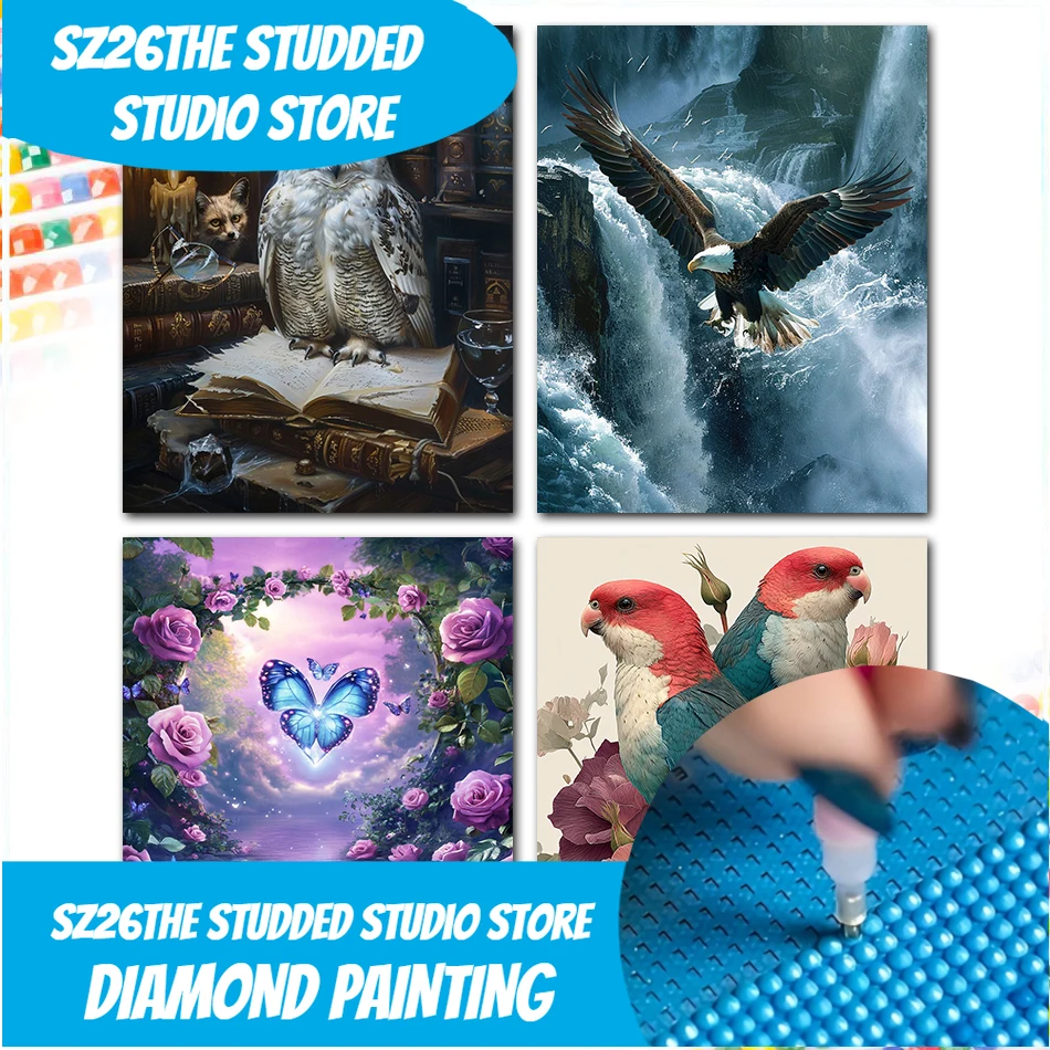 

Аксессуары для алмазной вышивки Sz26: стразы в форме животных, полнокруглые, для создания картин своими руками, набор для вышивания крестиком