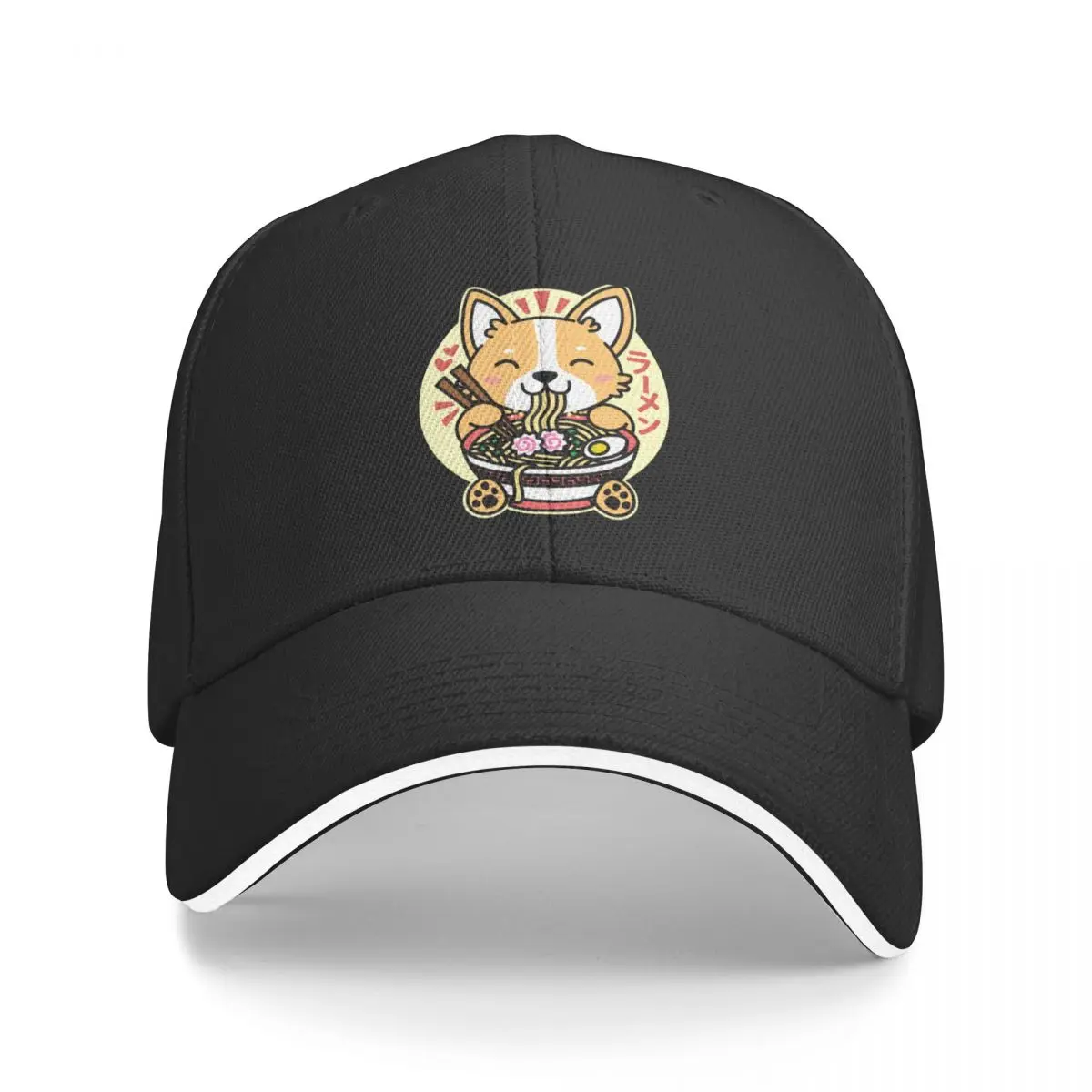 Corgi Eating Ramen Cute Kawaii Noodles Baseball Cap Hat Beach Luxury Man Hat Female Men's