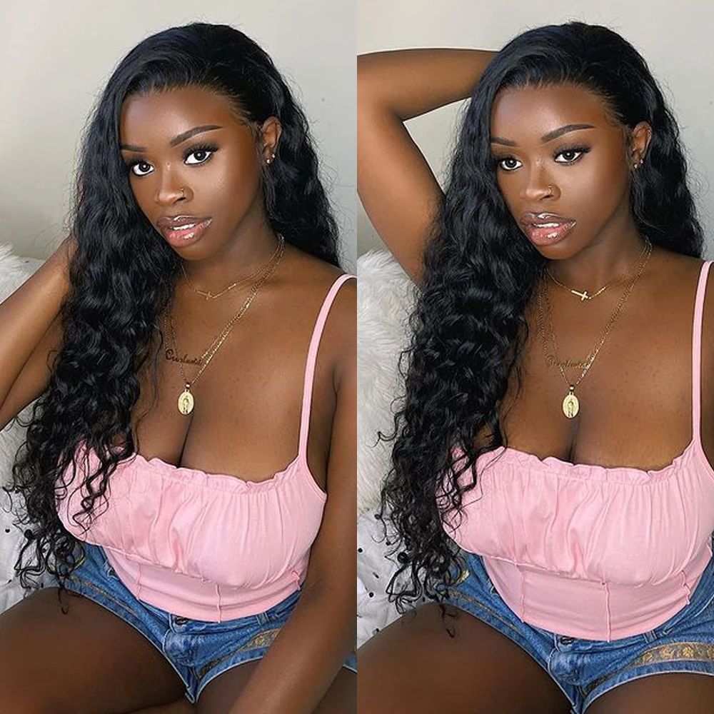 16-30 بوصة موجة المياه 13x4 الدانتيل الشفاف الجبهة الباروكات للنساء موجة المياه الدانتيل أمامي خصلات الشعر المستعار شعر بشري مجعد الباروكات